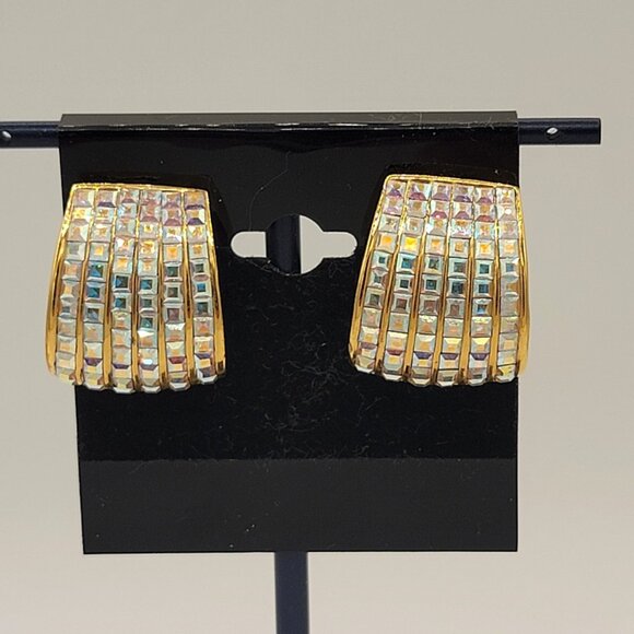 Butler Fifth Avenue Collection Crystal Rhinestone Gold-tone Clip-on Earrings - Picture 1 of 9